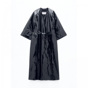 coated wrap coat black 1433