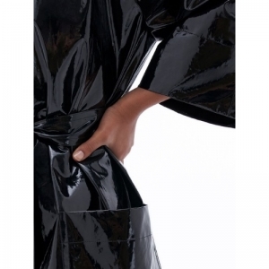 coated wrap coat black 1433