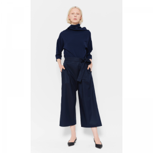 Knotted pants cotton poplin navy