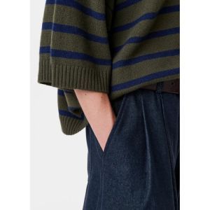 fine wool dawson polo top green blue stri