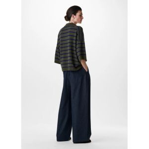 fine wool dawson polo top green blue stri