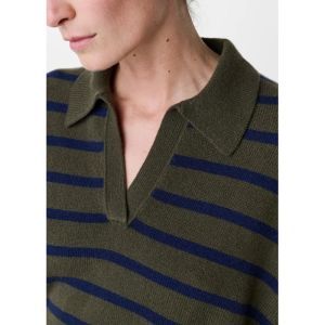 fine wool dawson polo top green blue stri