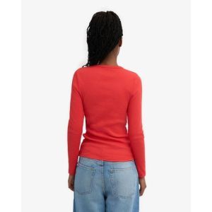 organic rib LS red tangerine