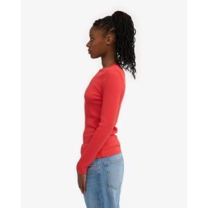 organic rib LS red tangerine