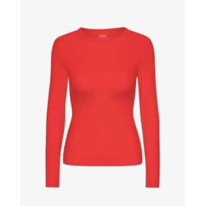 organic rib LS red tangerine