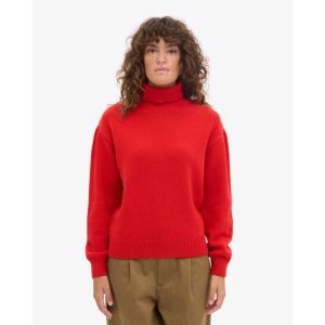 Merino wool turtleneck red tangerine