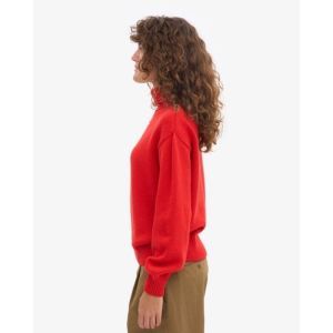 Merino wool turtleneck red tangerine
