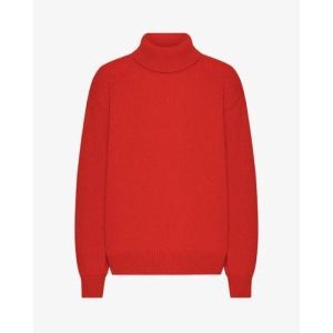 Merino wool turtleneck red tangerine